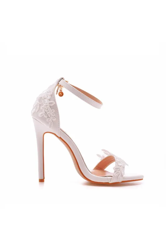 Open Toe lace Ankle Strap Wedding High Heel sold by KissProm