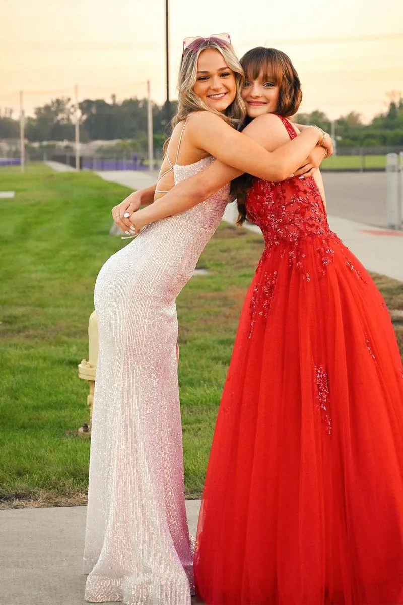 Rylee | White Sequin Sparkly Mermaid Prom Dress sold by KissProm product image thumbnail 3