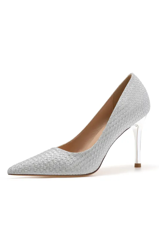 Wedding Shoes Microfiber Leather Close-Toe Stiletto Heel With Sequins sold by KissProm