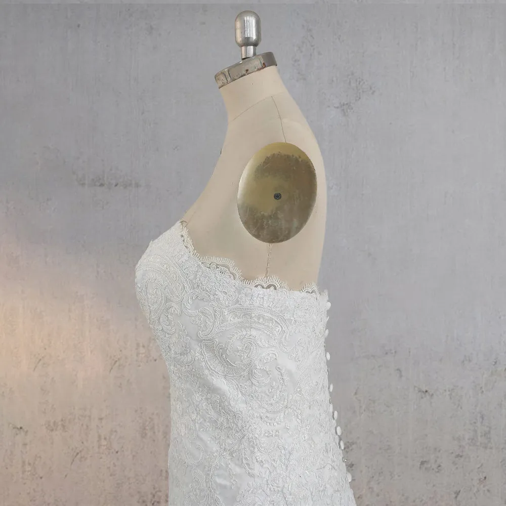 Mermaid White Strapless Wedding Dresses with Appliques sold by KissProm product image thumbnail 5