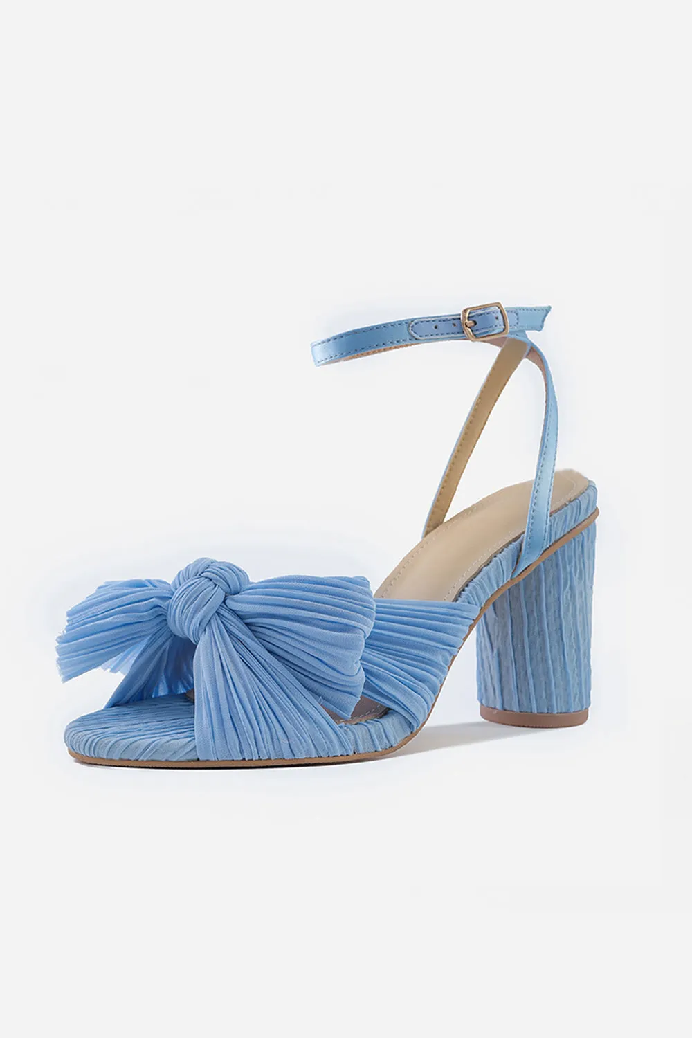 Outdoor Satin Peep Toe Chunky Heel Shoes With Buckle Bowknot sold by KissProm product image thumbnail 4