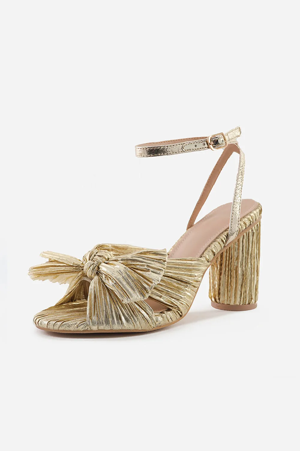 Outdoor Satin Peep Toe Chunky Heel Shoes With Buckle Bowknot sold by KissProm product image thumbnail 3