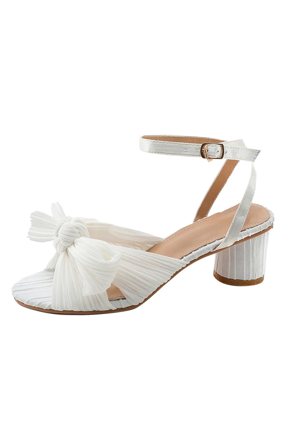 Outdoor Satin Peep Toe Chunky Heel Shoes With Buckle Bowknot sold by KissProm