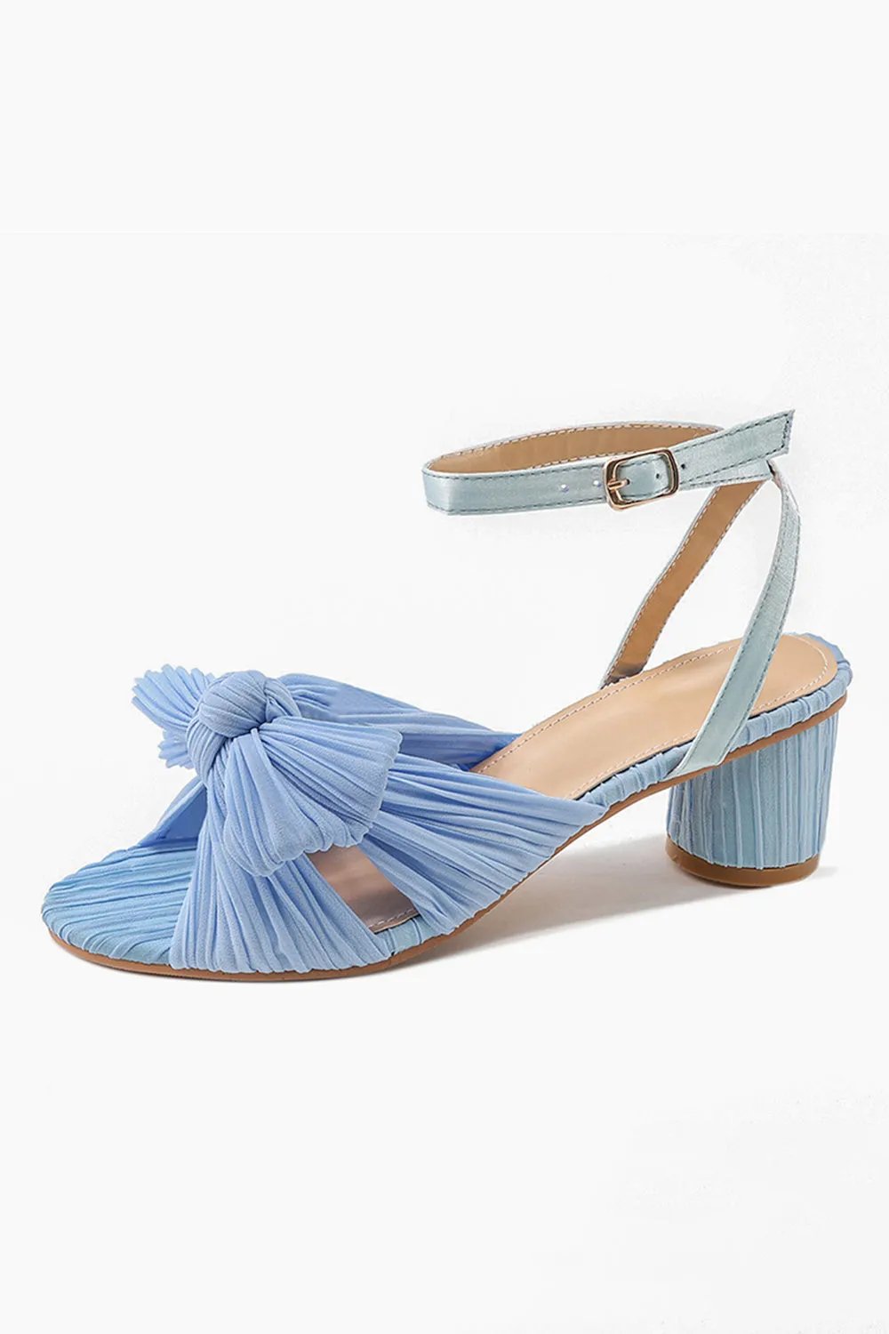 Outdoor Satin Peep Toe Chunky Heel Shoes With Buckle Bowknot sold by KissProm product image thumbnail 5