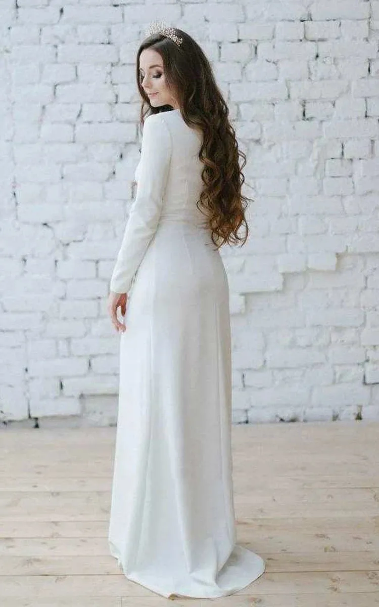 Bateau Long Sleeve Mermaid Dress With Appliqued Waist sold by KissProm product image thumbnail 2