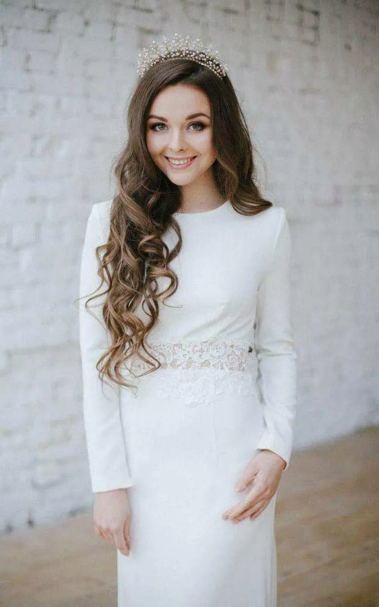 Bateau Long Sleeve Mermaid Dress With Appliqued Waist sold by KissProm product image thumbnail 4