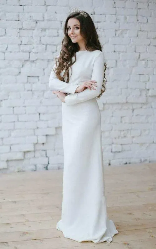 Bateau Long Sleeve Mermaid Dress With Appliqued Waist sold by KissProm
