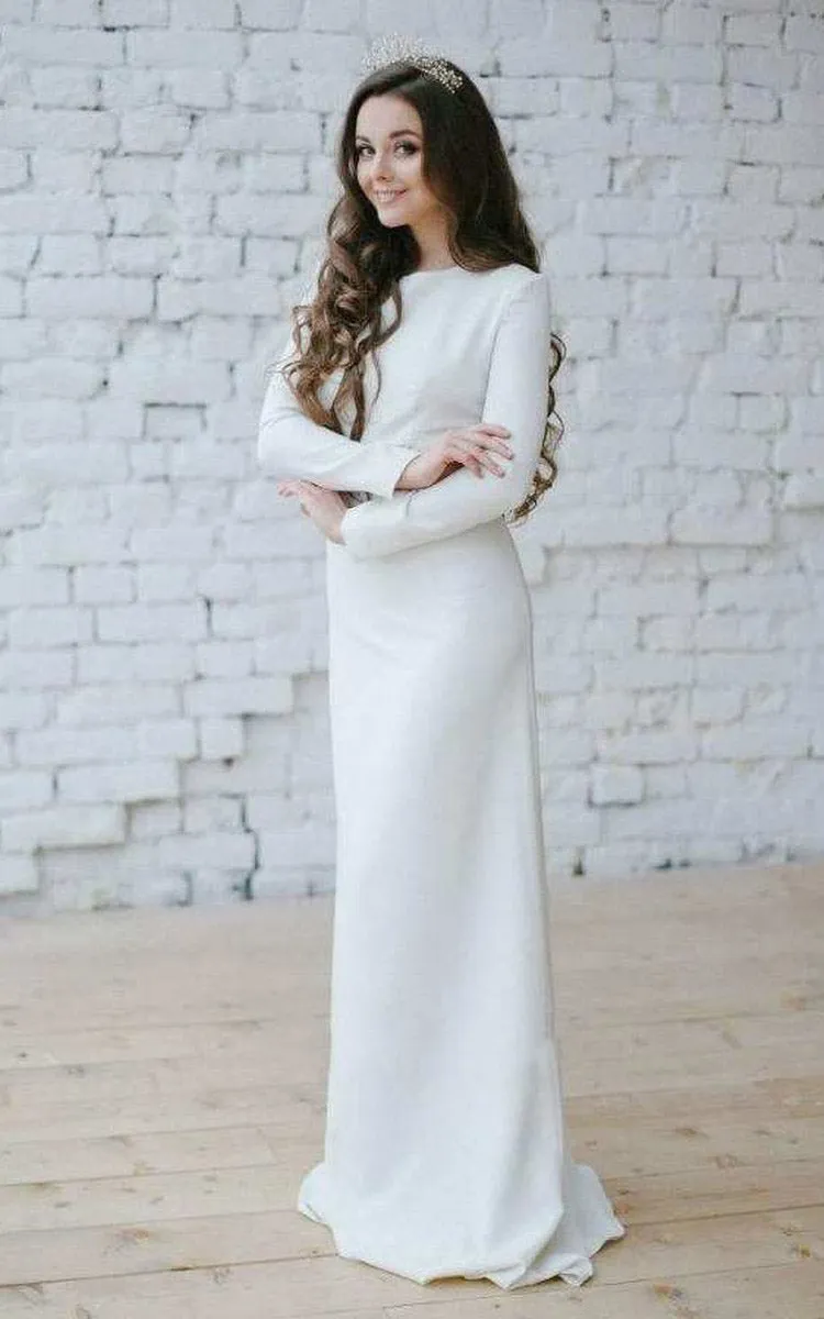 Bateau Long Sleeve Mermaid Dress With Appliqued Waist sold by KissProm