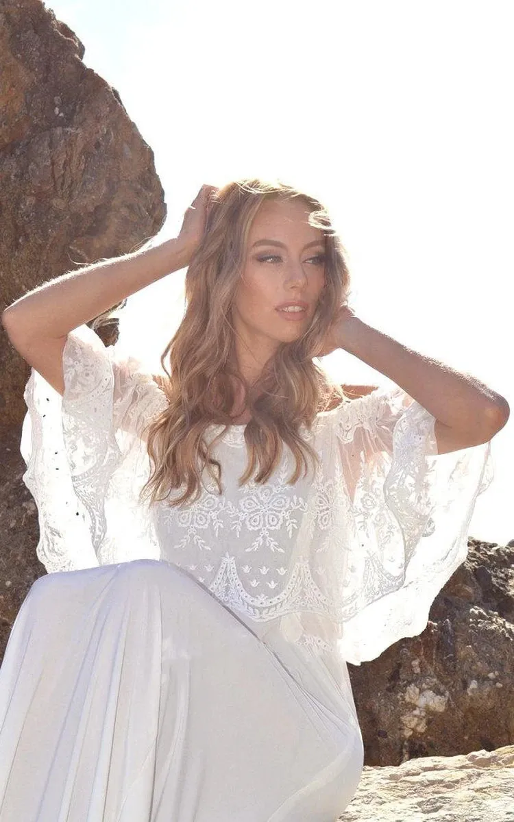 Off-The-Shoulder Lace Jersey Dress With Embroideries Ruffles sold by KissProm product image thumbnail 3