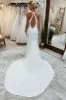 Milena | Simple White Halter Open Back Long Wedding Dress sold by KissProm