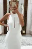 Milena | Simple White Halter Open Back Long Wedding Dress sold by KissProm