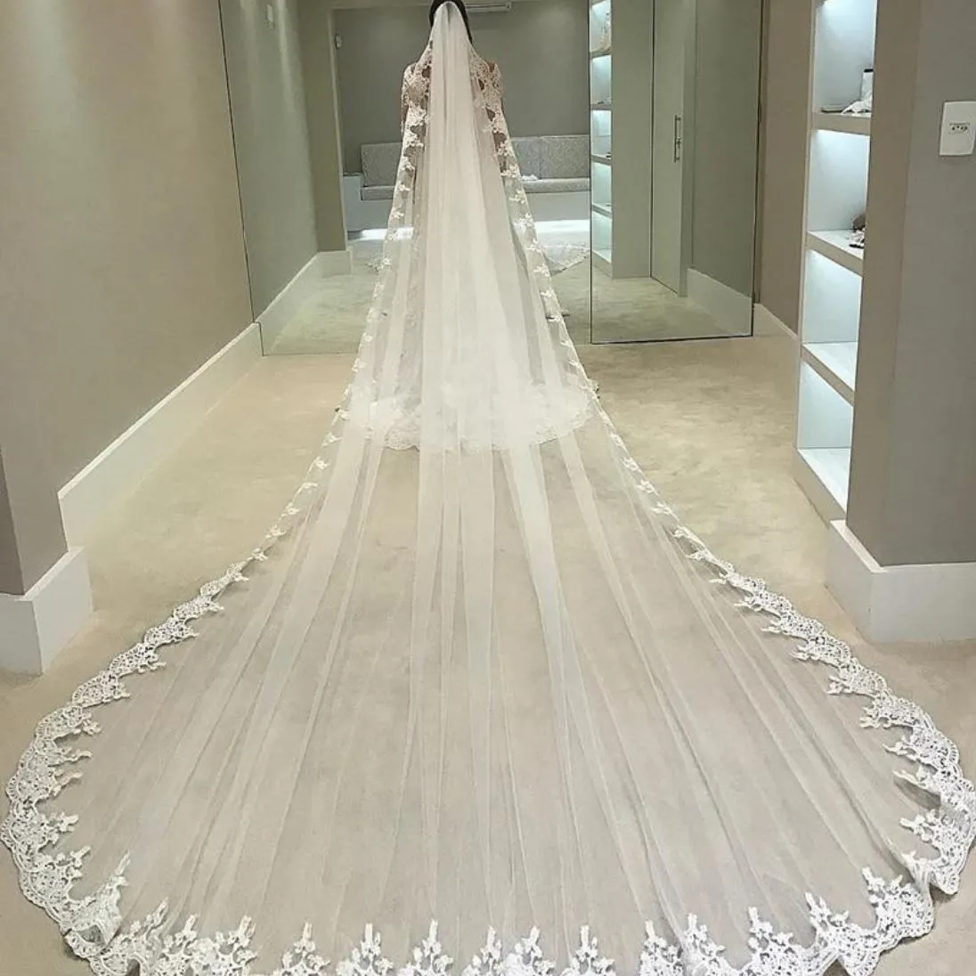 4M Full Edge Lace Bridal Veil sold by KissProm