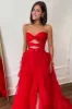 Polka Dot Strapless Ruffle Tiered Prom Gown with Keyholes sold by KissProm