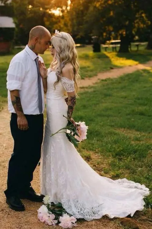 Tulle Satin Bowed Lace Zipper Wedding Dress sold by KissProm