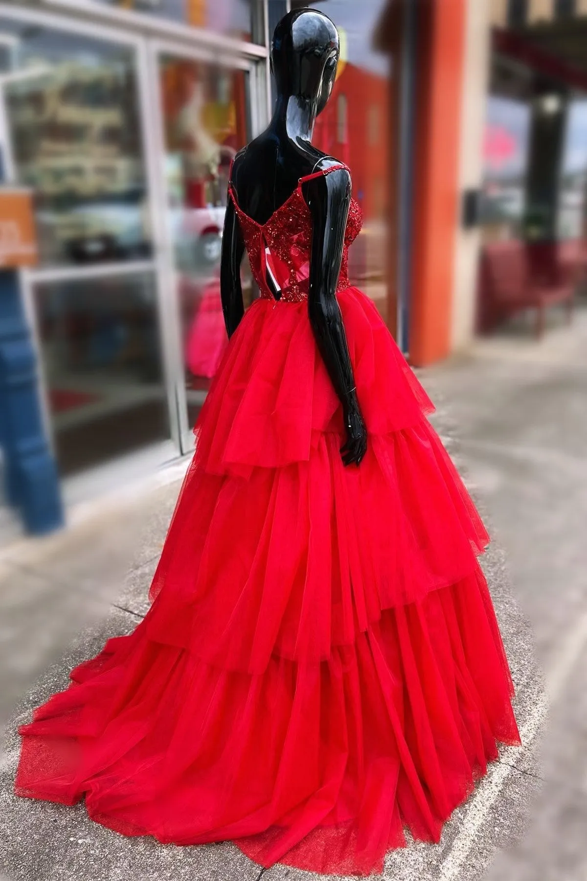 Tiered Ruffle Sequin-Embroidery Corset Long Prom Gown sold by KissProm product image thumbnail 3