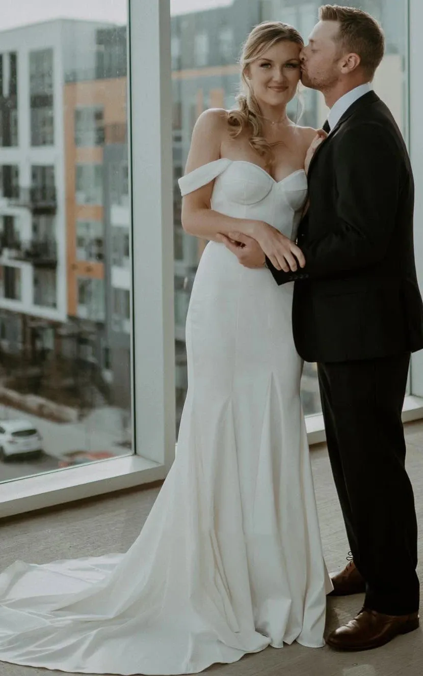 Mermaid Sexy Detachable Straps Elegant Satin Classic Trailing Wedding Dress sold by KissProm