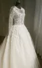 A-Line Long Sleeve Bell Beading Appliques Flower Zipper Keyhole Tulle Lace Dress sold by KissProm