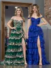 Royal Blue Princess A Line Off the Shoulder Corset Prom Dress with Lace Ruffles sold by KissProm