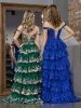 Royal Blue Princess A Line Off the Shoulder Corset Prom Dress with Lace Ruffles sold by KissProm
