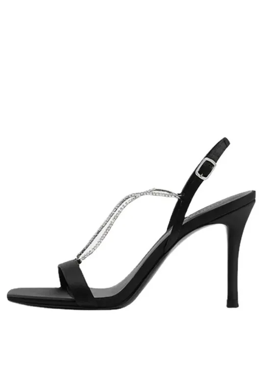Square Toe Stiletto Black High Heels with Beading sold by KissProm
