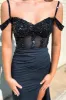Black Sequin Cold-Shoulder Mermaid Long Formal Dress with Slit sold by KissProm