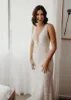 Bohemian Lace wedding Dresses Mermaid V-Neck Backless Bridal Gowns sold by KissProm