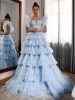 Pleated Tulle Ball Gown Ruffle Tiered Long Quinceanera Dresses sold by KissProm