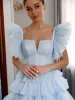 Pleated Tulle Ball Gown Ruffle Tiered Long Quinceanera Dresses sold by KissProm