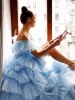 Pleated Tulle Ball Gown Ruffle Tiered Long Quinceanera Dresses sold by KissProm