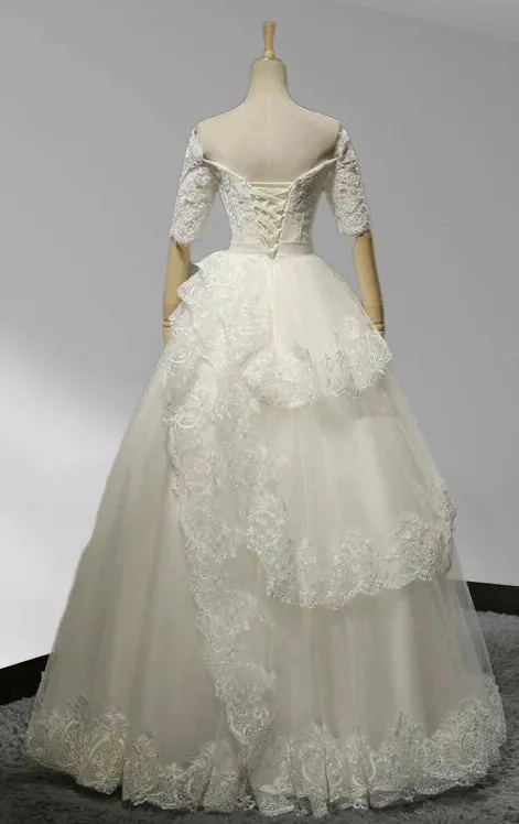 Square Neck Tiers A-line Floor-length Wedding Dress With Appliques sold by KissProm product image thumbnail 2