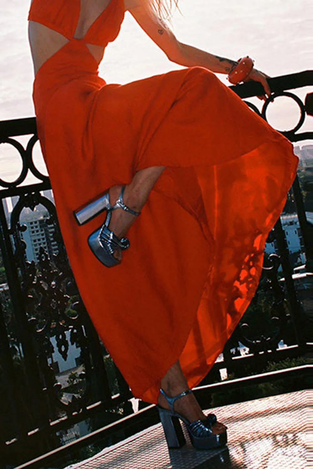 Silver Chunky Knotted Block Heel Platform Sandals sold by KissProm product image thumbnail 5