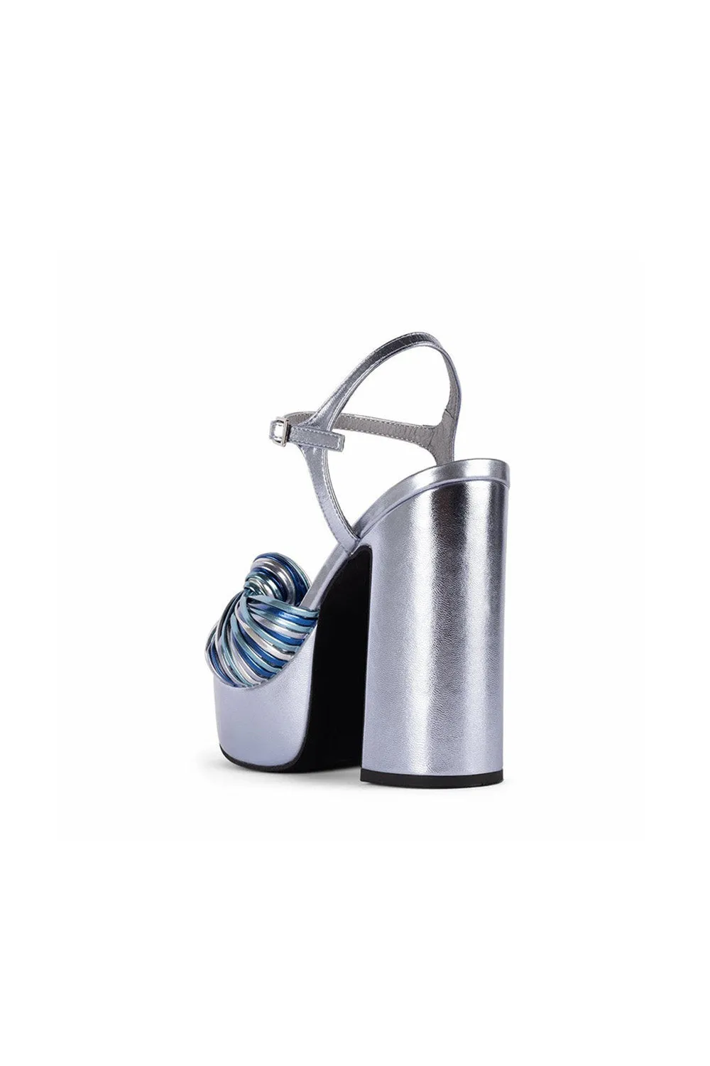 Silver Chunky Knotted Block Heel Platform Sandals sold by KissProm product image thumbnail 4