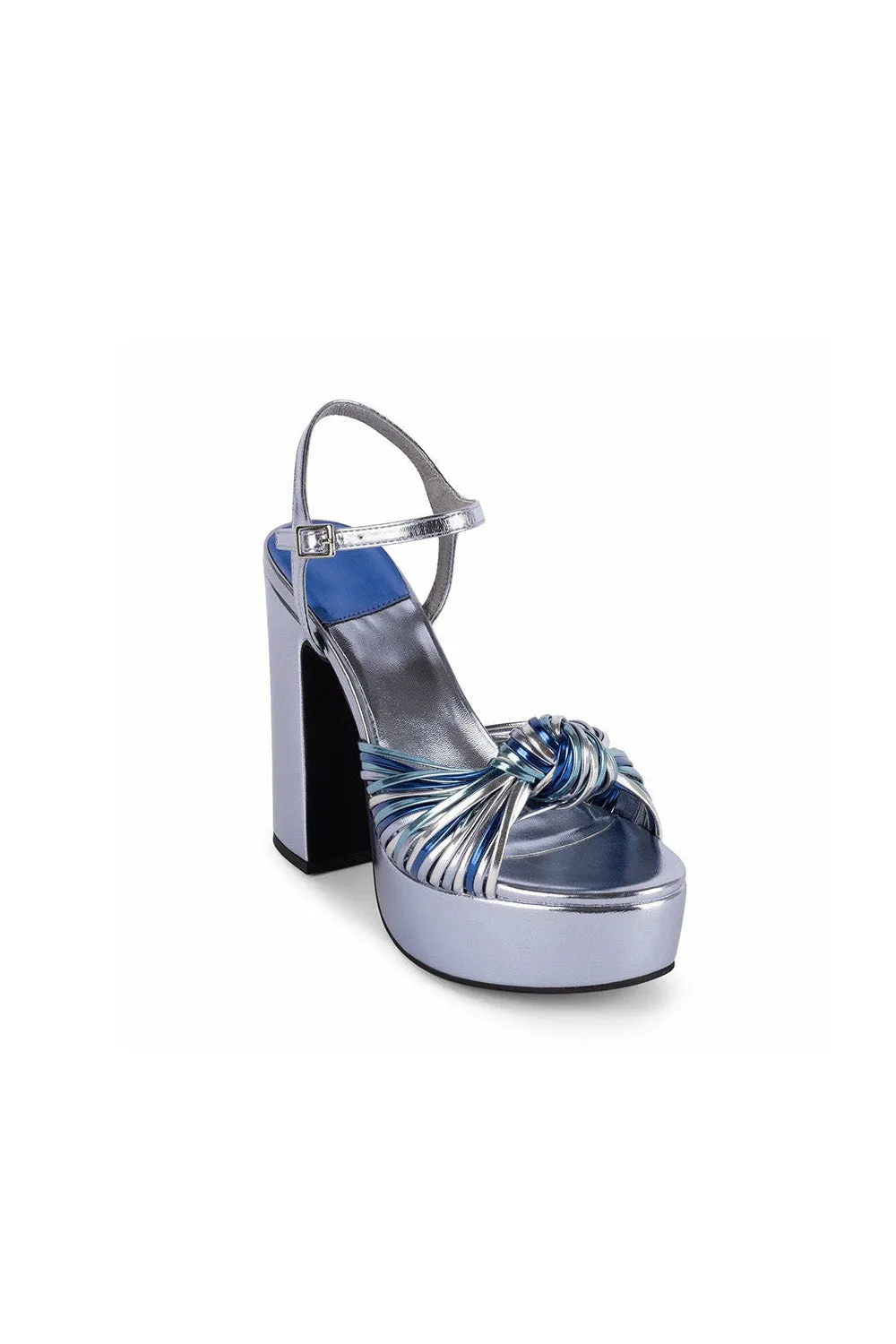 Silver Chunky Knotted Block Heel Platform Sandals sold by KissProm product image thumbnail 2