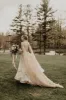 A-line 3D Flower Colorful V Neck Tulle Forest Wedding Dresses sold by KissProm
