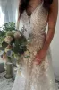 Exquisite A-Line V Neck Lace Boho Wedding Dresses sold by KissProm
