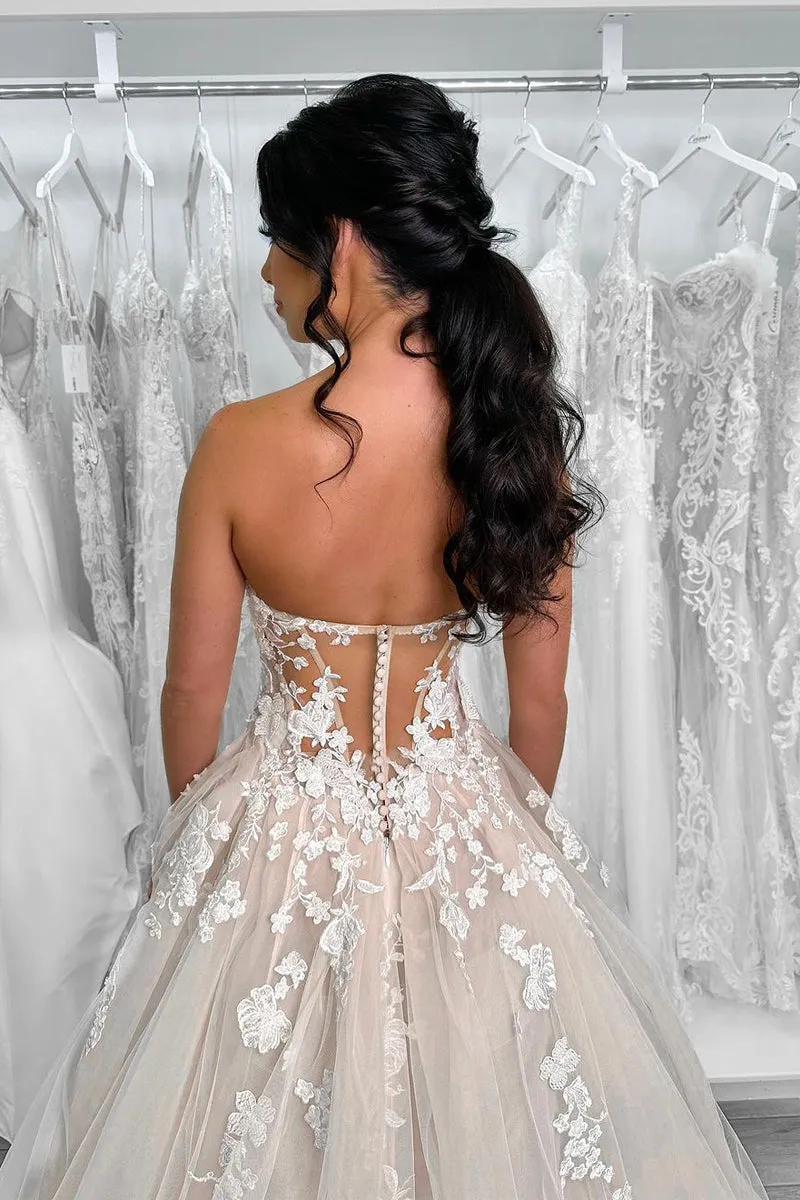 Ball Gown Sweetheart Tulle Wedding Dresses with Appliques sold by KissProm product image thumbnail 4