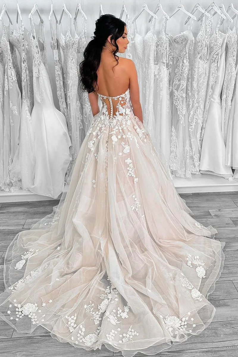 Ball Gown Sweetheart Tulle Wedding Dresses with Appliques sold by KissProm product image thumbnail 2
