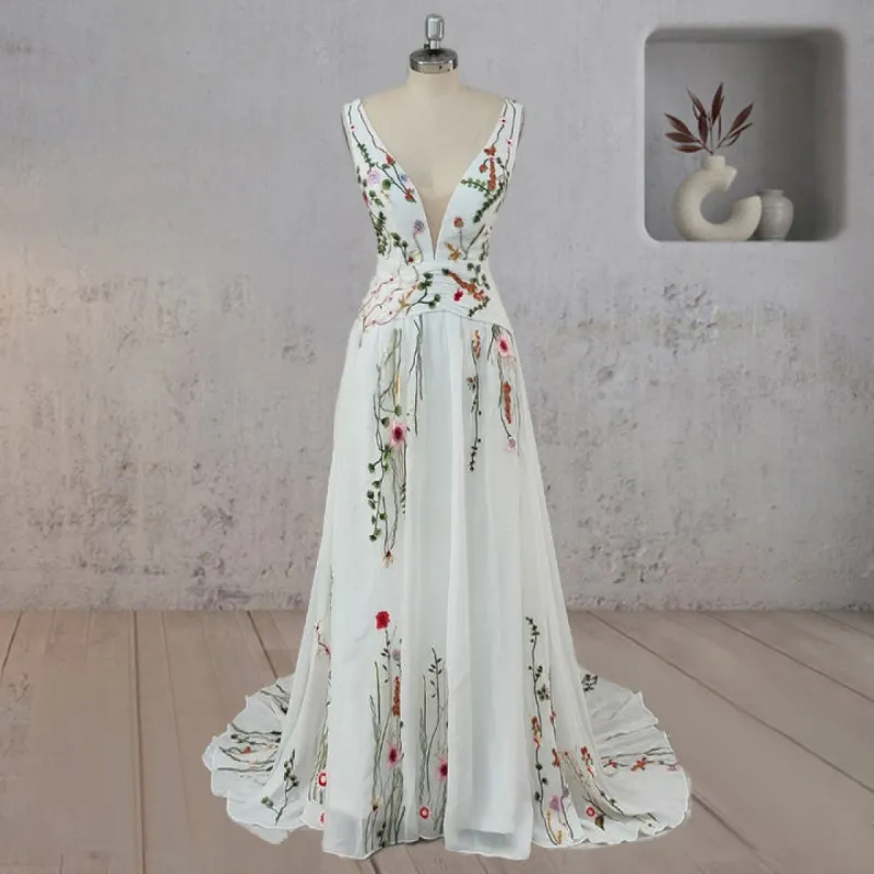 A-Line Flower Appliqued Majesty Wedding Dress sold by KissProm