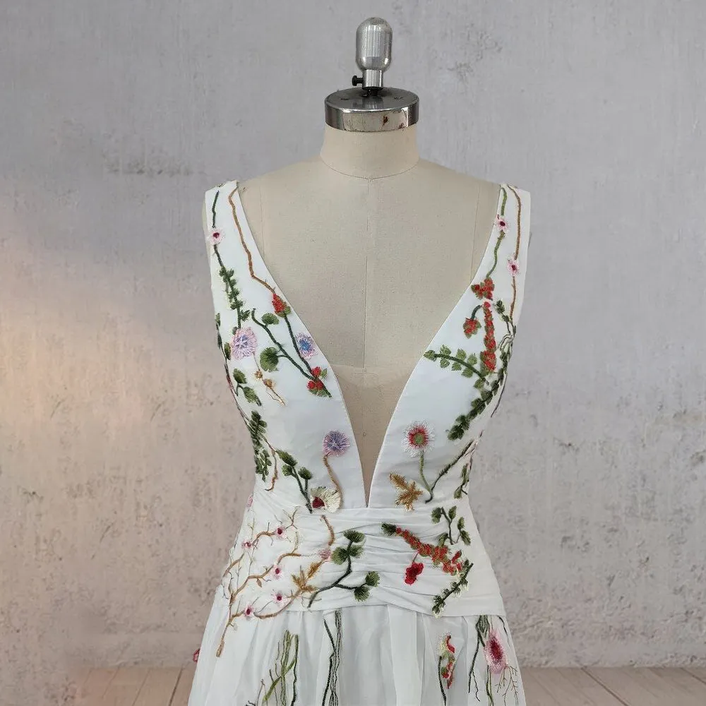 A-Line Flower Appliqued Majesty Wedding Dress sold by KissProm product image thumbnail 4