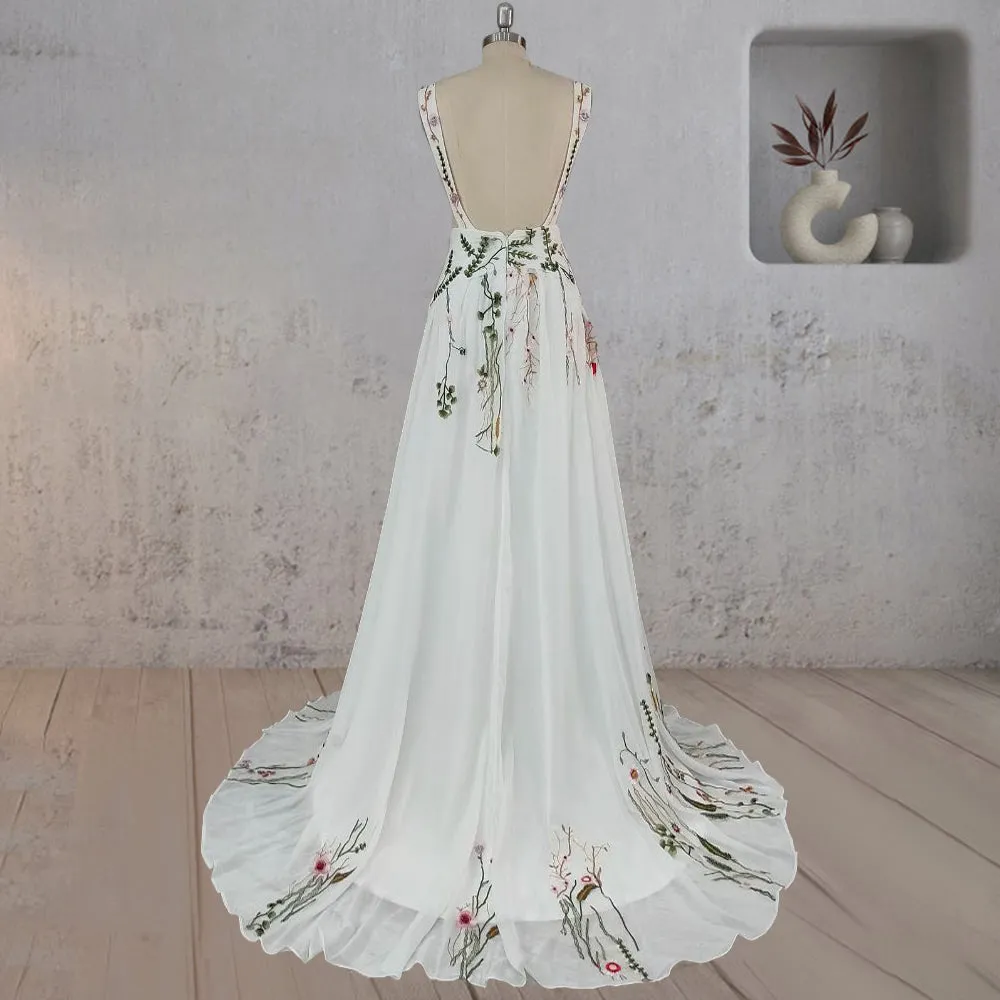 A-Line Flower Appliqued Majesty Wedding Dress sold by KissProm product image thumbnail 2