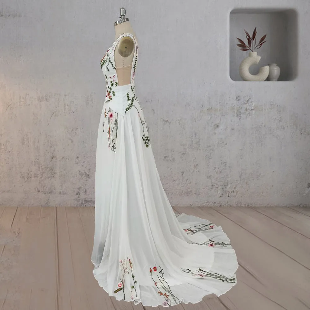 A-Line Flower Appliqued Majesty Wedding Dress sold by KissProm product image thumbnail 3