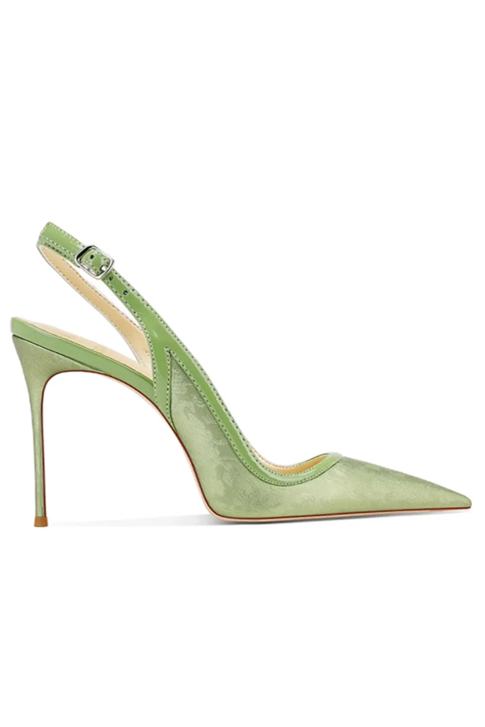 Green Slingback Mid Heel Stiletto Sandals sold by KissProm