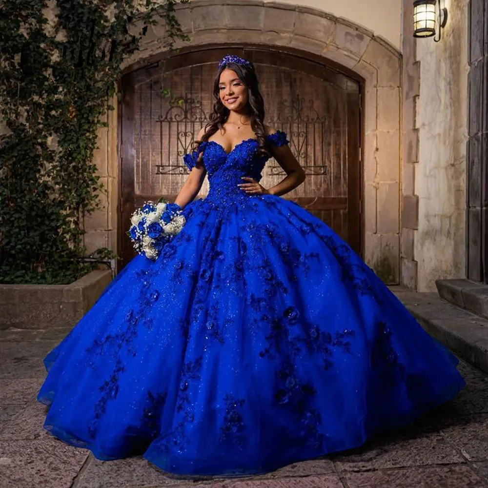 Ilaria | Royal Blue Off the Shoulder Puffy Quinceanera Dresses sold by KissProm product image thumbnail 2