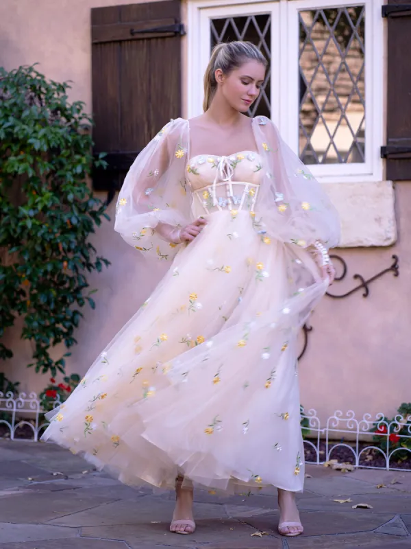 Sweetheart Neck Embroidered Lace Maxi Length Tulle Gown sold by KissProm