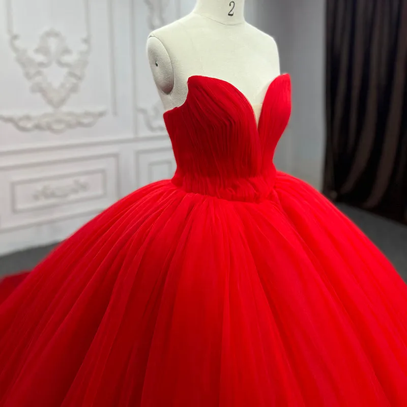 Quinceanera Dress Simple Red Sweetheart Party Dress Ruched Sleeveless Prom Dresses Ball Gown sold by KissProm product image thumbnail 4