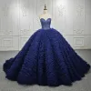 Quinceanera Dress Classic Dark Navy Strapless Quinceanera Dresses Sleeveless Sweetheart Beading Ball Gown sold by KissProm