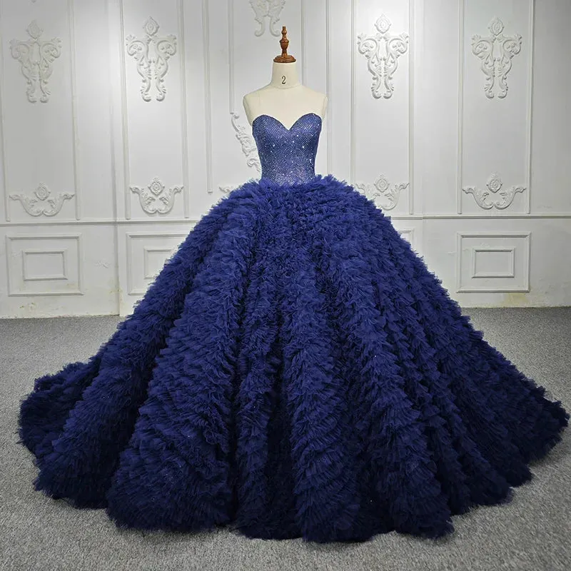 Quinceanera Dress Classic Dark Navy Strapless Quinceanera Dresses Sleeveless Sweetheart Beading Ball Gown sold by KissProm product image thumbnail 2