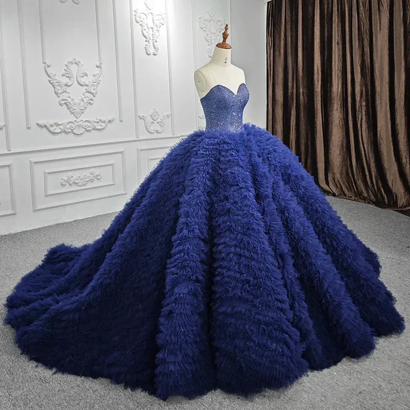 Quinceanera Dress Classic Dark Navy Strapless Quinceanera Dresses Sleeveless Sweetheart Beading Ball Gown sold by KissProm product image thumbnail 3