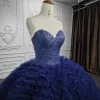 Quinceanera Dress Classic Dark Navy Strapless Quinceanera Dresses Sleeveless Sweetheart Beading Ball Gown sold by KissProm