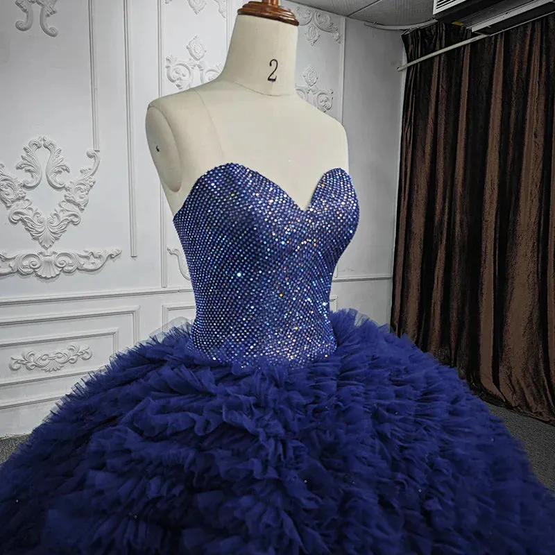 Quinceanera Dress Classic Dark Navy Strapless Quinceanera Dresses Sleeveless Sweetheart Beading Ball Gown sold by KissProm product image thumbnail 4